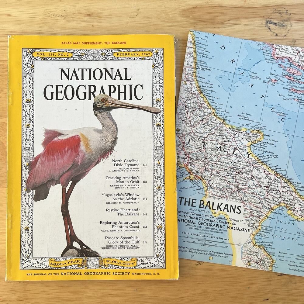 Vintage National Geographic Magazine February 1963 With Balkans Map Insert